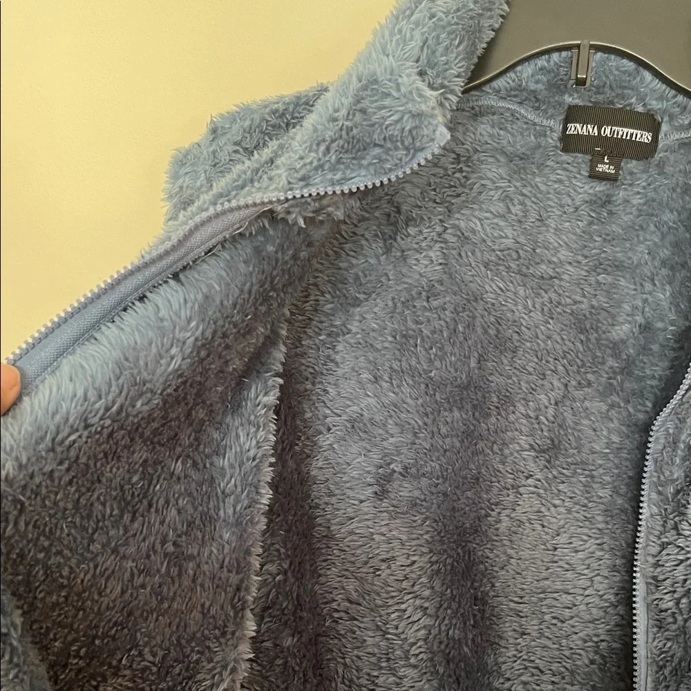 Zenana Outfitters Plush Blue Teddy Jacket - Picture 8 of 9